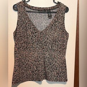 Liz Claiborne Black and White Patterned Tank Top